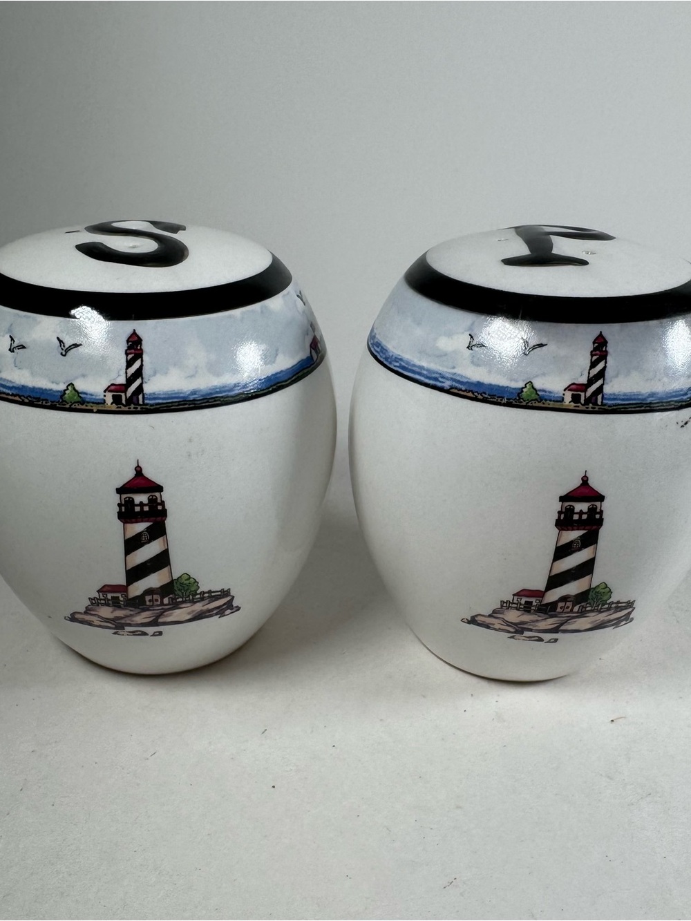 Totally Today Coastal Lighthouse Nautical Salt Pepper Shakers 4" Set